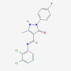 molecular formula C17H12Cl2FN3O B440005 4-[(2,3-dichloroanilino)methylene]-2-(4-fluorophenyl)-5-methyl-2,4-dihydro-3H-pyrazol-3-one 