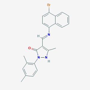 molecular formula C23H20BrN3O B440042 (4E)-4-{[(4-bromonaphthalen-1-yl)amino]methylidene}-2-(2,4-dimethylphenyl)-5-methyl-2,4-dihydro-3H-pyrazol-3-one 
