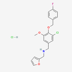 molecular formula C20H20Cl2FNO3 B4400435 N-[[3-chloro-4-[(4-fluorophenyl)methoxy]-5-methoxyphenyl]methyl]-1-(furan-2-yl)methanamine;hydrochloride 