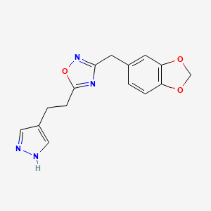 molecular formula C15H14N4O3 B4400514 3-(1,3-benzodioxol-5-ylmethyl)-5-[2-(1H-pyrazol-4-yl)ethyl]-1,2,4-oxadiazole 