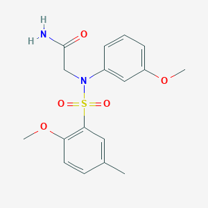 molecular formula C17H20N2O5S B4400541 2-[N-(3-METHOXYPHENYL)2-METHOXY-5-METHYLBENZENESULFONAMIDO]ACETAMIDE 