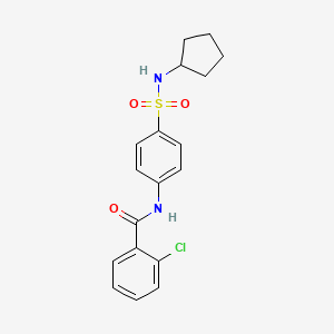 molecular formula C18H19ClN2O3S B4400614 2-chloro-N-[4-(cyclopentylsulfamoyl)phenyl]benzamide 