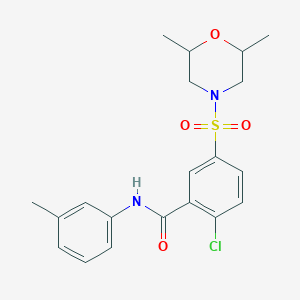 molecular formula C20H23ClN2O4S B4400785 2-chloro-5-(2,6-dimethylmorpholin-4-yl)sulfonyl-N-(3-methylphenyl)benzamide 