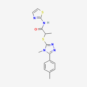 molecular formula C16H17N5OS2 B4400790 2-{[4-methyl-5-(4-methylphenyl)-4H-1,2,4-triazol-3-yl]sulfanyl}-N-(1,3-thiazol-2-yl)propanamide 