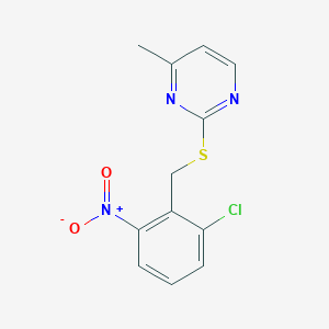 molecular formula C12H10ClN3O2S B4400837 2-[(2-chloro-6-nitrobenzyl)thio]-4-methylpyrimidine 