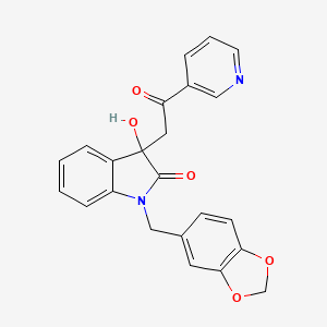 molecular formula C23H18N2O5 B4400850 1-[(2H-1,3-BENZODIOXOL-5-YL)METHYL]-3-HYDROXY-3-[2-OXO-2-(PYRIDIN-3-YL)ETHYL]-2,3-DIHYDRO-1H-INDOL-2-ONE 