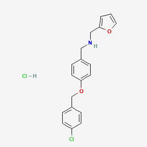 1-[4-[(4-chlorophenyl)methoxy]phenyl]-N-(furan-2-ylmethyl)methanamine;hydrochloride