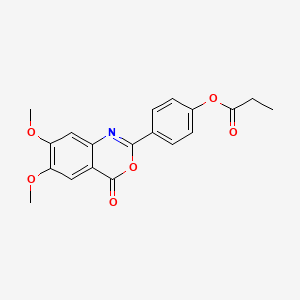 4-(6,7-dimethoxy-4-oxo-4H-3,1-benzoxazin-2-yl)phenyl propionate