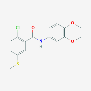 molecular formula C16H14ClNO3S B4400927 2-chloro-N-(2,3-dihydro-1,4-benzodioxin-6-yl)-5-(methylthio)benzamide 