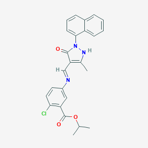 molecular formula C25H22ClN3O3 B440099 isopropyl 2-chloro-5-({[3-methyl-1-(1-naphthyl)-5-oxo-1,5-dihydro-4H-pyrazol-4-ylidene]methyl}amino)benzoate 