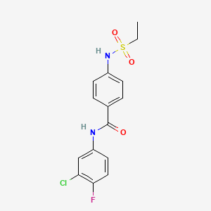 N-(3-chloro-4-fluorophenyl)-4-[(ethylsulfonyl)amino]benzamide