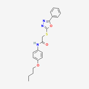 molecular formula C20H21N3O3S B4401037 N-(4-butoxyphenyl)-2-[(5-phenyl-1,3,4-oxadiazol-2-yl)thio]acetamide 