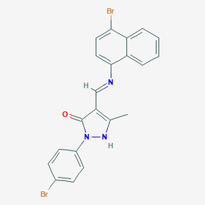 molecular formula C21H15Br2N3O B440109 4-{[(4-bromo-1-naphthyl)amino]methylene}-2-(4-bromophenyl)-5-methyl-2,4-dihydro-3H-pyrazol-3-one 