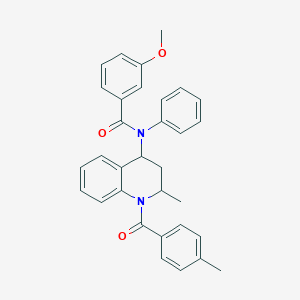 molecular formula C32H30N2O3 B440116 3-methoxy-N-[2-methyl-1-(4-methylbenzoyl)-1,2,3,4-tetrahydro-4-quinolinyl]-N-phenylbenzamide CAS No. 332019-75-7