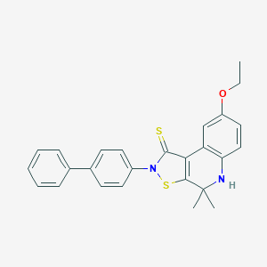 molecular formula C26H24N2OS2 B440117 2-(biphenyl-4-yl)-8-ethoxy-4,4-dimethyl-4,5-dihydro[1,2]thiazolo[5,4-c]quinoline-1(2H)-thione CAS No. 332019-77-9