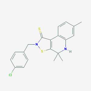 molecular formula C20H19ClN2S2 B440119 2-(4-chlorobenzyl)-4,4,7-trimethyl-4,5-dihydroisothiazolo[5,4-c]quinoline-1(2H)-thione CAS No. 332019-78-0