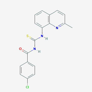 molecular formula C18H14ClN3OS B4401264 4-chloro-N-[(2-methylquinolin-8-yl)carbamothioyl]benzamide 