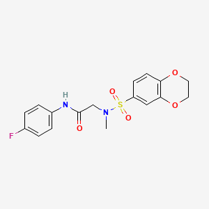 2-[2,3-dihydro-1,4-benzodioxin-6-ylsulfonyl(methyl)amino]-N-(4-fluorophenyl)acetamide