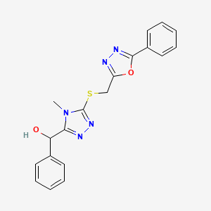 (4-methyl-5-{[(5-phenyl-1,3,4-oxadiazol-2-yl)methyl]thio}-4H-1,2,4-triazol-3-yl)(phenyl)methanol