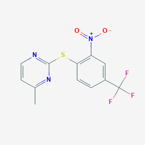 molecular formula C12H8F3N3O2S B4401626 4-methyl-2-{[2-nitro-4-(trifluoromethyl)phenyl]thio}pyrimidine 