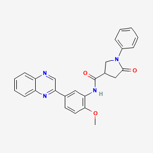 molecular formula C26H22N4O3 B4401641 N~3~-[2-Methoxy-5-(2-quinoxalinyl)phenyl]-5-oxo-1-phenyl-3-pyrrolidinecarboxamide 