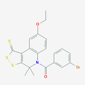 molecular formula C21H18BrNO2S3 B440169 5-(3-bromobenzoyl)-8-ethoxy-4,4-dimethyl-4,5-dihydro-1H-[1,2]dithiolo[3,4-c]quinoline-1-thione CAS No. 332019-87-1