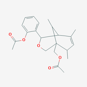 molecular formula C22H28O5 B440178 2-{5-[(Acetyloxy)methyl]-6,8,9-trimethyl-3-oxabicyclo[3.3.1]non-7-en-2-yl}phenyl acetate CAS No. 376351-74-5