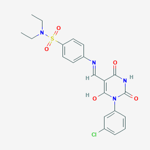 molecular formula C21H21ClN4O5S B440215 4-{[(1-(3-chlorophenyl)-2,4,6-trioxotetrahydro-5(2H)-pyrimidinylidene)methyl]amino}-N,N-diethylbenzenesulfonamide 