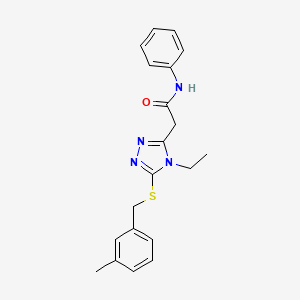 molecular formula C20H22N4OS B4402308 2-{4-ethyl-5-[(3-methylbenzyl)sulfanyl]-4H-1,2,4-triazol-3-yl}-N-phenylacetamide 