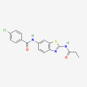 4-chloro-N-[2-(propanoylamino)-1,3-benzothiazol-6-yl]benzamide