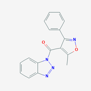 molecular formula C17H12N4O2 B440246 1-[(5-methyl-3-phenyl-4-isoxazolyl)carbonyl]-1H-1,2,3-benzotriazole CAS No. 362589-13-7