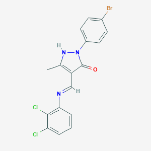 molecular formula C17H12BrCl2N3O B440250 2-(4-bromophenyl)-4-[(2,3-dichloroanilino)methylene]-5-methyl-2,4-dihydro-3H-pyrazol-3-one 