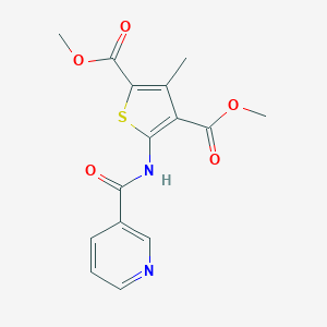 molecular formula C15H14N2O5S B440252 Dimethyl 3-methyl-5-[(pyridin-3-ylcarbonyl)amino]thiophene-2,4-dicarboxylate CAS No. 352686-89-6