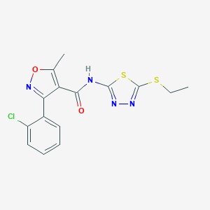 molecular formula C15H13ClN4O2S2 B440284 3-(2-chlorophenyl)-N-[5-(ethylsulfanyl)-1,3,4-thiadiazol-2-yl]-5-methyl-1,2-oxazole-4-carboxamide CAS No. 312952-07-1