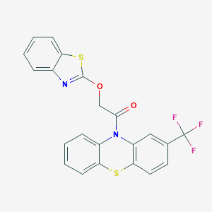 molecular formula C22H13F3N2O2S2 B440292 2-(Benzothiazol-2-yloxy)-1-(2-trifluoromethyl-phenothiazin-10-yl)-ethanone CAS No. 332019-60-0