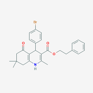 molecular formula C27H28BrNO3 B440328 2-苯乙基 4-(4-溴苯基)-2,7,7-三甲基-5-氧代-1,4,5,6,7,8-六氢-3-喹啉羧酸酯 CAS No. 313244-69-8