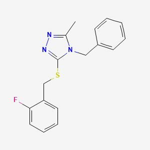 4-benzyl-3-[(2-fluorobenzyl)thio]-5-methyl-4H-1,2,4-triazole