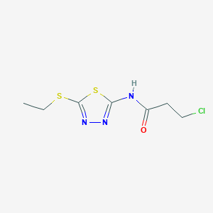 molecular formula C7H10ClN3OS2 B440428 3-chloro-N-[5-(ethylsulfanyl)-1,3,4-thiadiazol-2-yl]propanamide CAS No. 352688-67-6