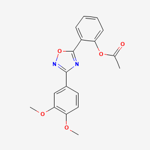 molecular formula C18H16N2O5 B4404294 [2-[3-(3,4-Dimethoxyphenyl)-1,2,4-oxadiazol-5-yl]phenyl] acetate 