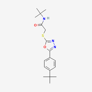 molecular formula C18H25N3O2S B4404461 N-(tert-butyl)-2-{[5-(4-tert-butylphenyl)-1,3,4-oxadiazol-2-yl]thio}acetamide 