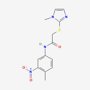 molecular formula C13H14N4O3S B4404491 2-[(1-methyl-1H-imidazol-2-yl)thio]-N-(4-methyl-3-nitrophenyl)acetamide 