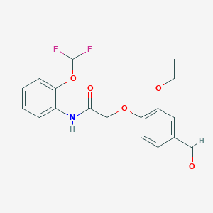 molecular formula C18H17F2NO5 B4404513 N-[2-(difluoromethoxy)phenyl]-2-(2-ethoxy-4-formylphenoxy)acetamide 