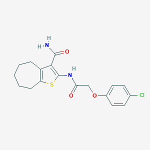 molecular formula C18H19ClN2O3S B440458 2-[2-(4-chlorophenoxy)acetamido]-4H,5H,6H,7H,8H-cyclohepta[b]thiophene-3-carboxamide CAS No. 352689-48-6