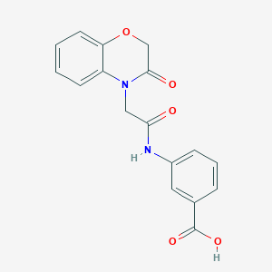 molecular formula C17H14N2O5 B4404714 3-{[(3-oxo-2,3-dihydro-4H-1,4-benzoxazin-4-yl)acetyl]amino}benzoic acid 