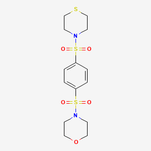 molecular formula C14H20N2O5S3 B4404785 4-(4-Thiomorpholin-4-ylsulfonylphenyl)sulfonylmorpholine 