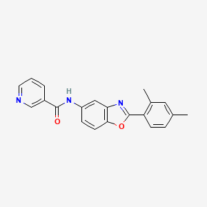 molecular formula C21H17N3O2 B4404789 N-[2-(2,4-dimethylphenyl)-1,3-benzoxazol-5-yl]nicotinamide 