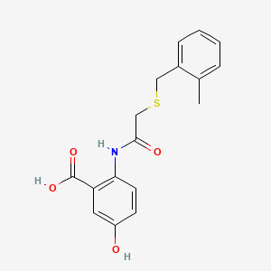 molecular formula C17H17NO4S B4404801 5-hydroxy-2-({[(2-methylbenzyl)thio]acetyl}amino)benzoic acid 