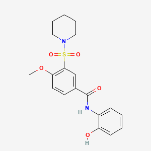 molecular formula C19H22N2O5S B4404909 N-(2-hydroxyphenyl)-4-methoxy-3-piperidin-1-ylsulfonylbenzamide 