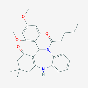 molecular formula C28H34N2O4 B440500 6-(2,4-Dimethoxyphenyl)-9,9-dimethyl-5-pentanoyl-6,8,10,11-tetrahydrobenzo[b][1,4]benzodiazepin-7-one CAS No. 312621-17-3