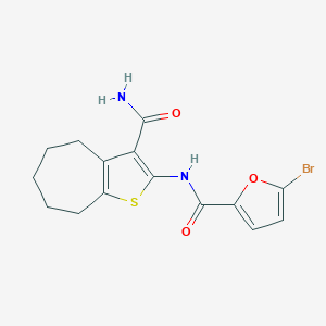 molecular formula C15H15BrN2O3S B440532 5-bromo-N-{3-carbamoyl-4H,5H,6H,7H,8H-cyclohepta[b]thiophen-2-yl}furan-2-carboxamide CAS No. 353474-72-3
